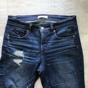 LOFT High Rise Distressed Skinny Jeans